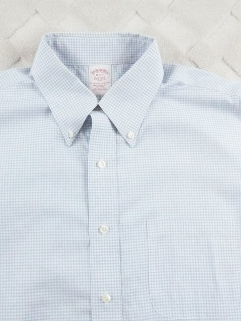 Brooks Brothers Dress Shirt Mens 16 Plaid Non Iron Button Up Long Sleeve